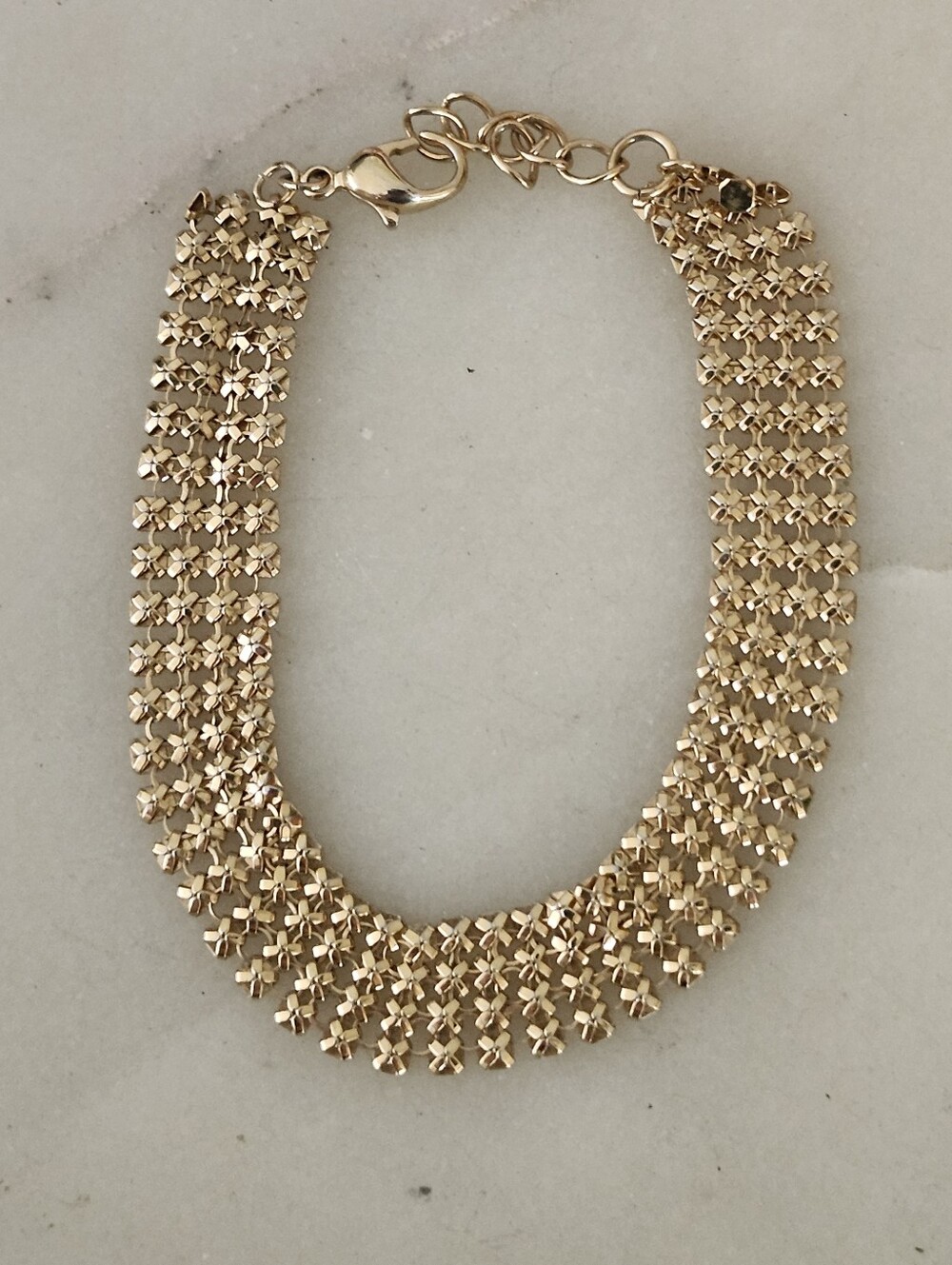 Multi-Strand Gold Tone Mesh Link Bracelet - 6.5 - 7.5 Inches